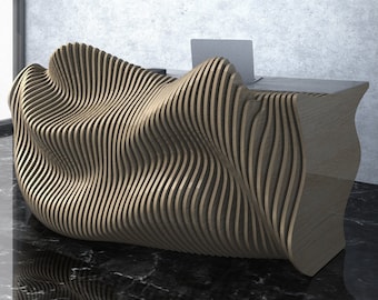 Parametric Wavy Wooden Furniture  21 - Office Desk / CNC files for cutting