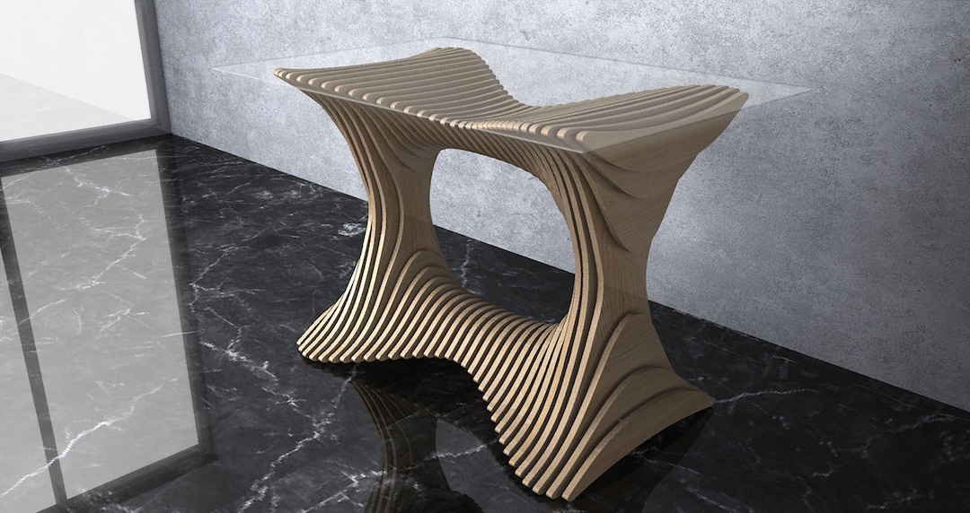 Parametric Dining Table [18] CNC Files | Modern Wooden Table DXF ...