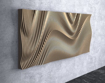 Decoración de pared ondulada de madera paramétrica - 25 / Archivos digitales para máquinas de corte de madera