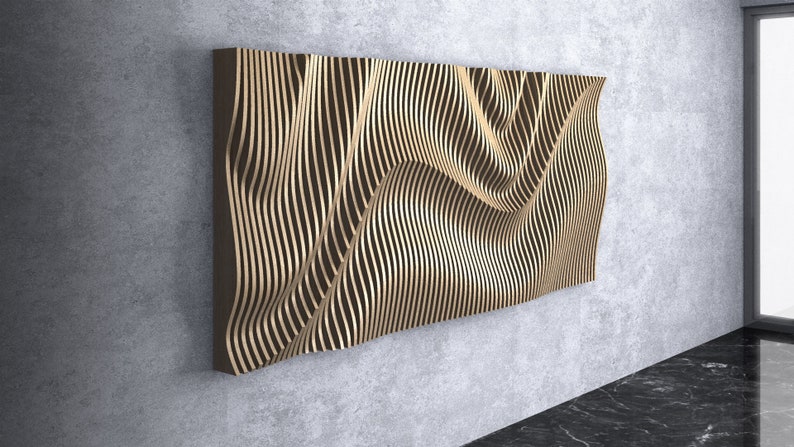 Decoración de pared de madera ondulada paramétrica