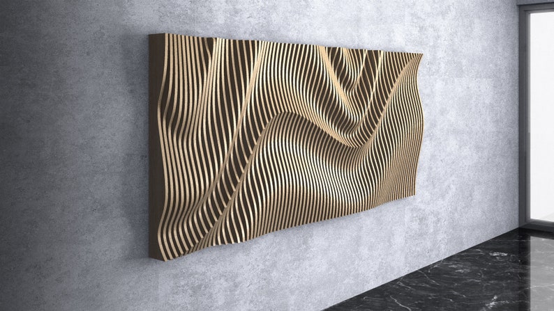 Parametric Wavy Wooden Wall Decor 25 / CNC files for cutting image 4