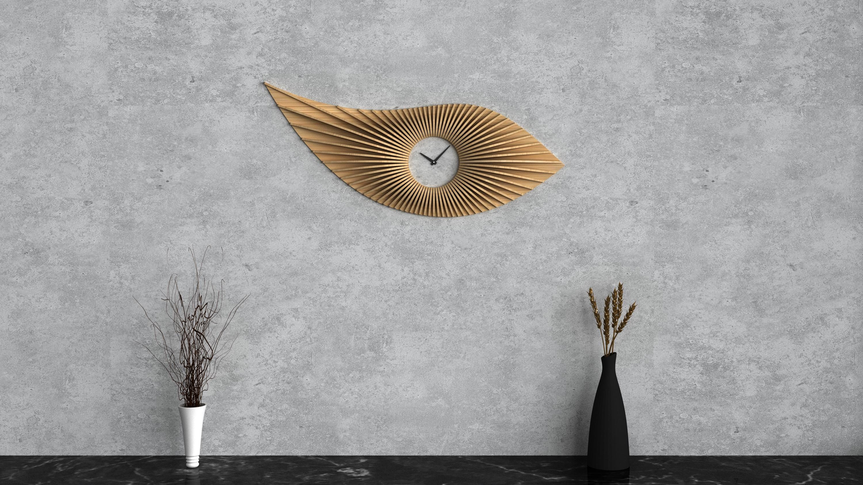 Parametric Wall Clock [63] CNC Files | Modern Wooden Clock DXF ...