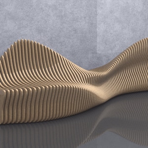 Parametric Wavy Wooden Furniture 05 - Twisted Bench Design / CNC files for cutting