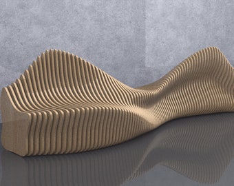 Parametric Wavy Wooden Furniture 05 - Twisted Bench Design / CNC files for cutting
