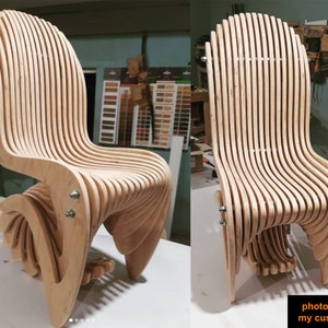 Parametric Wavy Wooden Furniture 36 Chair Design / CNC files for cutting zdjęcie 2