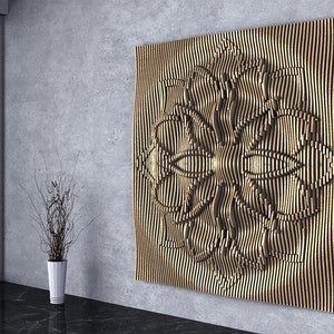 Parametric Wavy Wooden Wall Decor 34 / Mandala Art / CNC files for cutting