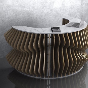 Parametric Wavy Wooden Furniture 11 - Office Entry Desk / CNC files for cutting