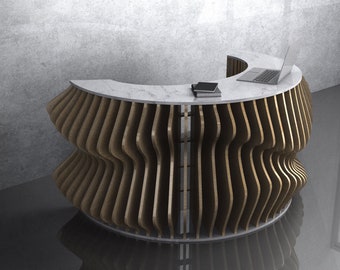 Parametric Wavy Wooden Furniture 11 - Office Entry Desk / CNC files for cutting