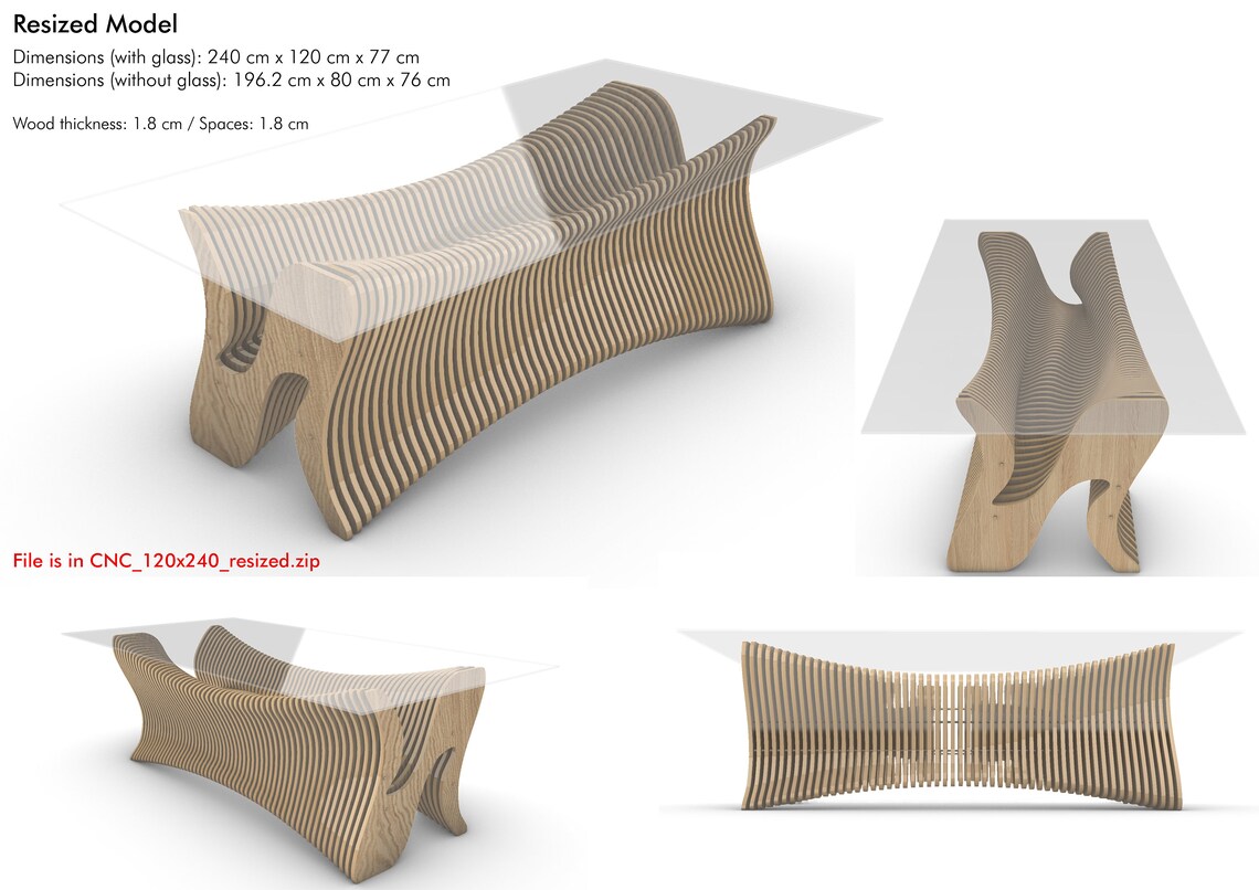Parametric Wavy Wooden Furniture 15 Dinner Table Design / Etsy
