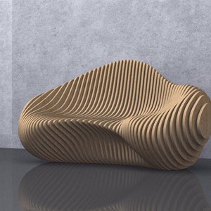 Parametric Wavy Wooden Furniture 01 - Sofa Design / CNC files for cutting