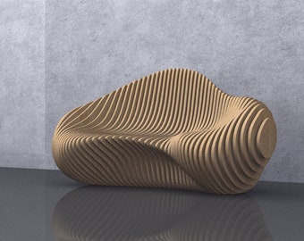 Parametric Wavy Wooden Furniture 01 - Canapé Design / Dossiers CNC pour la découpe