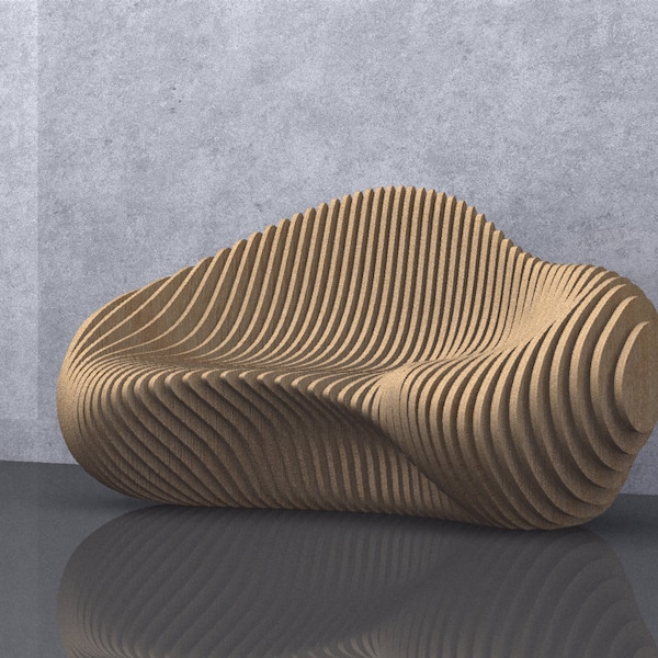 Parametric Wavy Wooden Furniture 01 - Canapé Design / Dossiers CNC pour la découpe