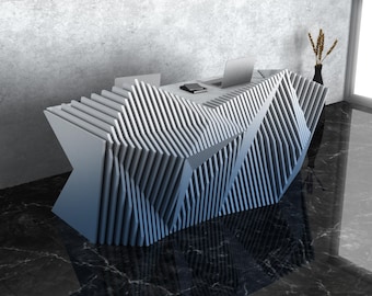 Parametric Wavy Wooden Furniture 50 - Office Desk Design / CNC files for cutting