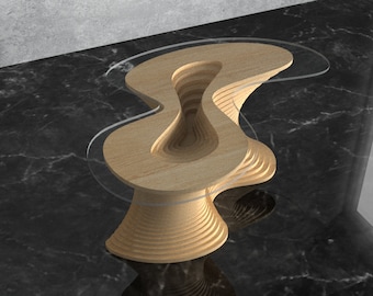 Parametric Wavy Wooden Furniture 48 - Coffee Table Design / CNC files for cutting