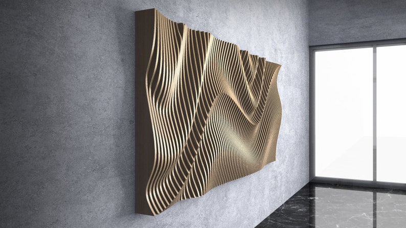 Parametric Wavy Wooden Wall Decor 25 / CNC files for cutting image 3