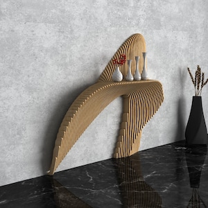 Parametric Wavy Wooden Wall Decor 66 / Shelf Design / Digital files for CNC cutting machines