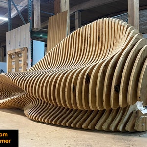 Parametric Wavy Wooden Furniture 26 Bench Design / CNC files for cutting image 2