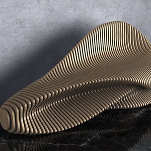 Parametric Wavy Wooden Furniture 26 Bench Design / CNC files for cutting image 1