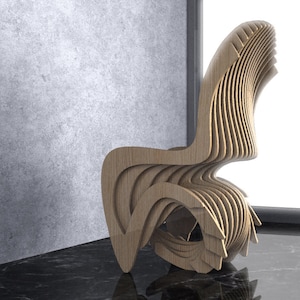 Parametric Wavy Wooden Furniture 36 Chair Design / CNC files for cutting zdjęcie 7