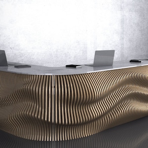 Parametric Wavy Wooden Furniture 12 - L-shaped desk / CNC files for cutting