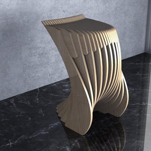 Parametric Wavy Wooden Furniture 25 -  Bar Stool - Chair / CNC files for cutting