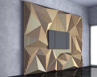 Parametric Wavy Wood Wall Decor 35 / Unité TV / Fichiers CNC pour la découpe