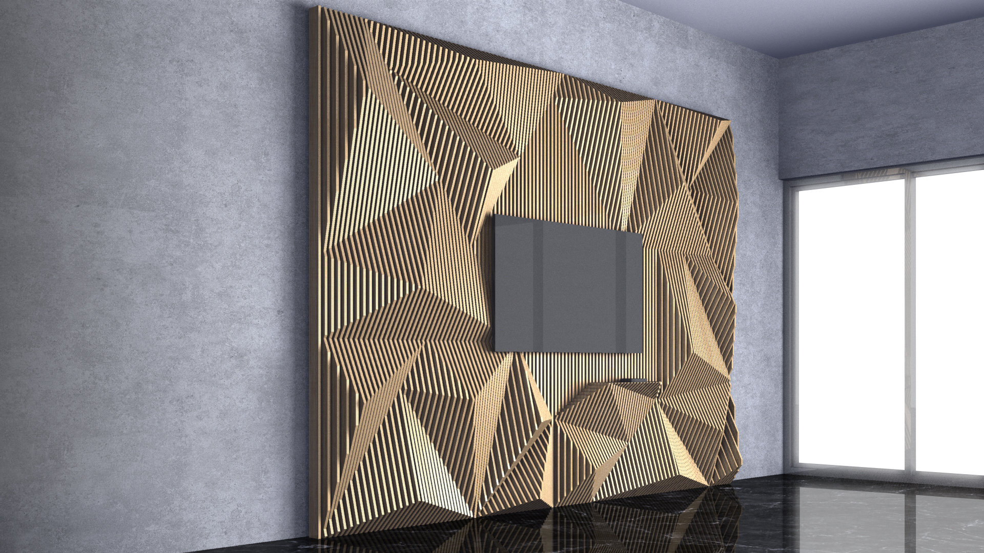 tv unit with cnc design