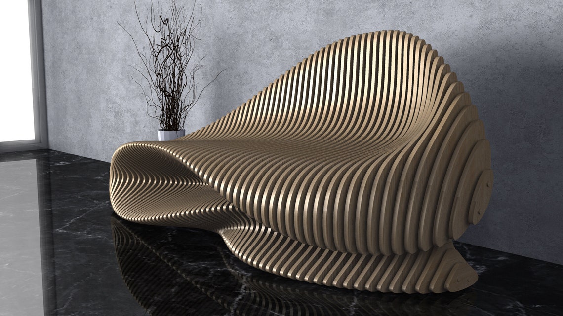 Parametric Wavy Wooden Furniture 26 Bench Design / CNC Files Etsy New
