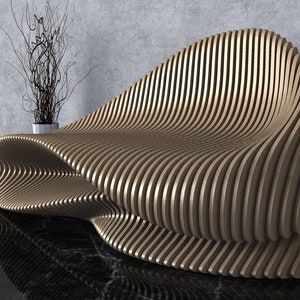 Parametric Wavy Wooden Furniture 26 Bench Design / CNC files for cutting image 5