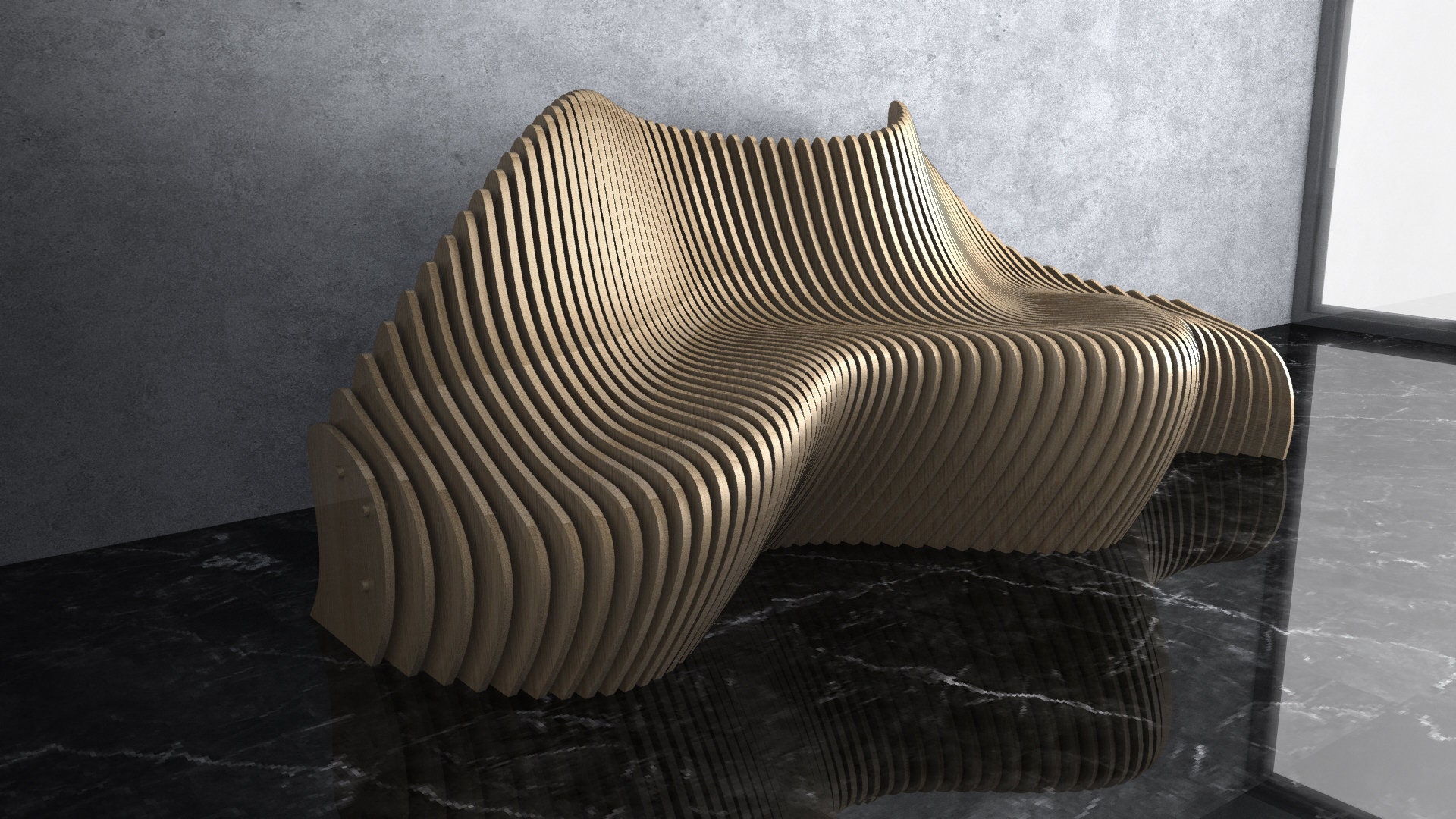 Parametric Wavy Wooden Furniture 19 Sofa Design / CNC files Etsy