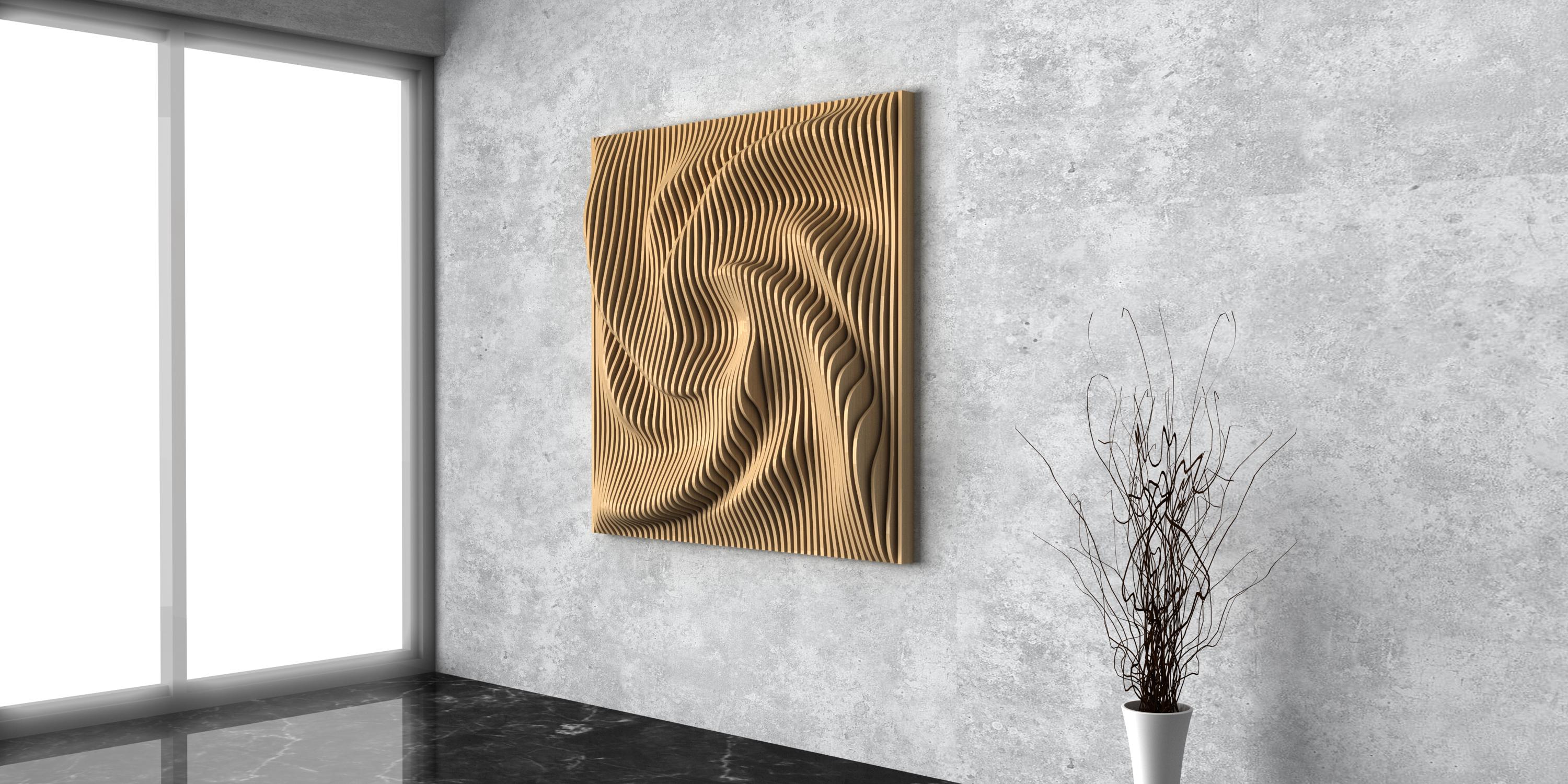 Parametric Wavy Wooden Wall Decor 71 / Twisted Waves / Digital