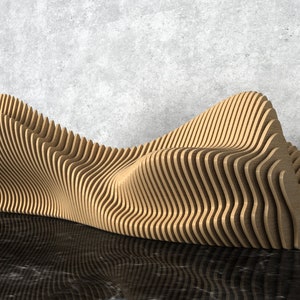 Parametric Wavy Wooden Furniture 47 - Bench Design / CNC files for cutting