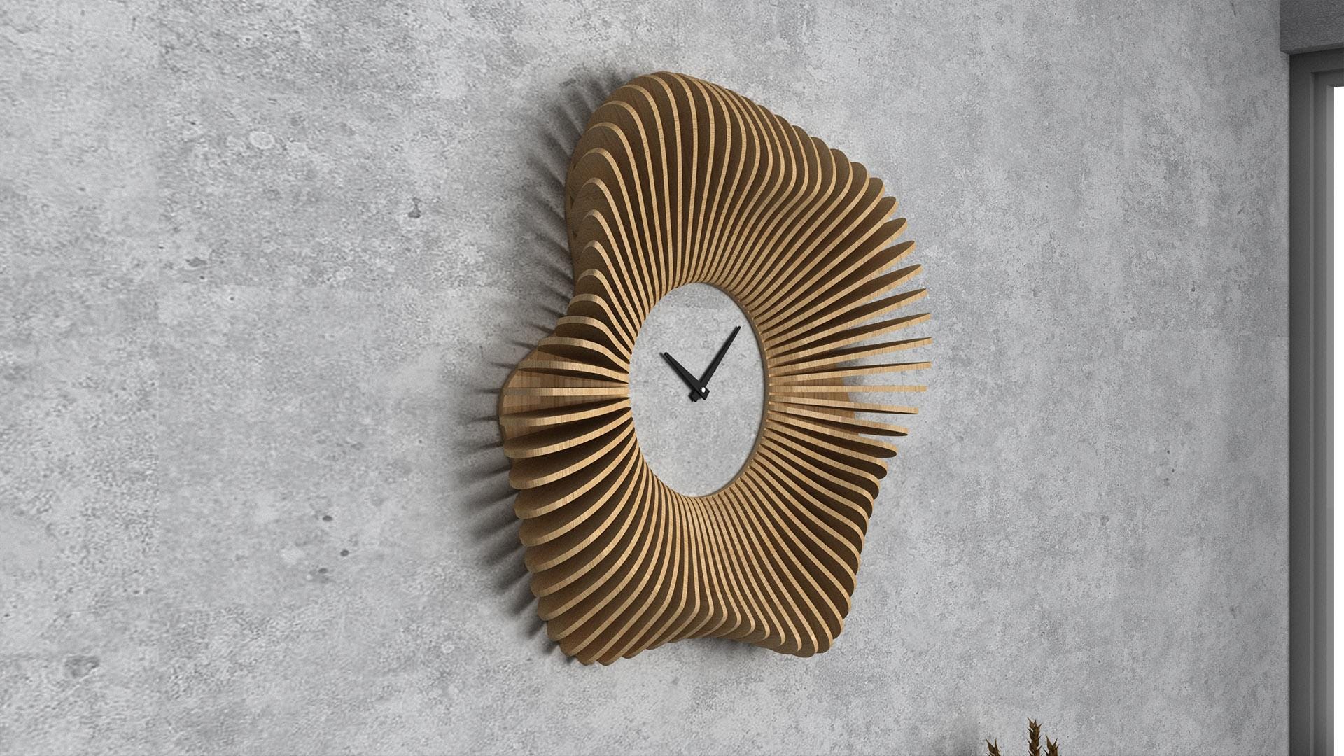 wall deco十字架 Parametric Wavy Wooden Wall Decor 64 / Clock Design