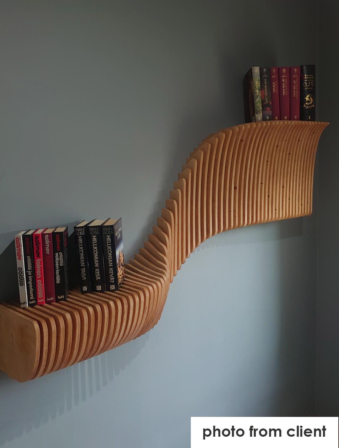 Parametric Wavy Wooden Wall Decor 39 / Entryway Shelf Design
