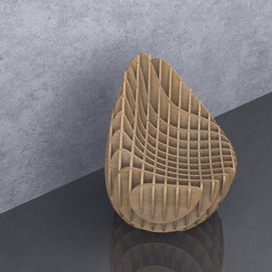 Drewniane meble parametryczne faliste 07 Fotel cięty siatką / pliki CNC do cięcia zdjęcie 4
