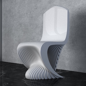 Parametric Wavy Wooden Furniture 45 - Chair Design / CNC files for cutting