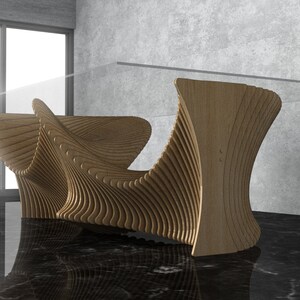 Parametric Wavy Wooden Furniture 41 - Dinner Table - / CNC files for cutting image 3