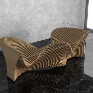 Parametric Wavy Wooden Furniture 41 - Dinner Table - / CNC files for cutting