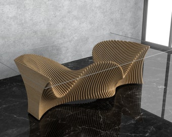 Parametric Wavy Wooden Furniture 41 - Dinner Table - / CNC files for cutting