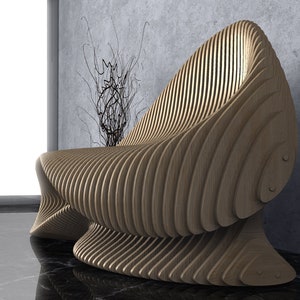 Parametric Wavy Wooden Furniture 26 Bench Design / CNC files for cutting image 6