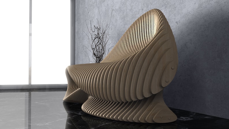 Parametric Wavy Wooden Furniture 26 Bench Design / CNC files for cutting image 6