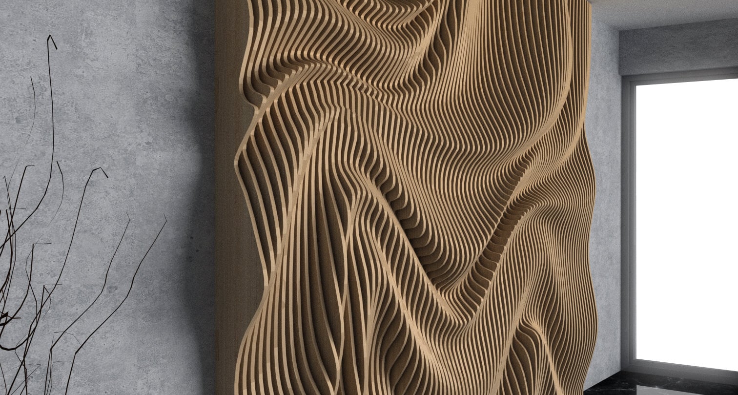 Parametric Wall Art [41] CNC Files | Modern Wooden Wall Panel DXF ...