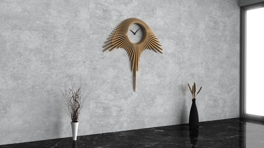 Parametric Wall Clock [65] CNC Files | Modern Wooden Clock DXF