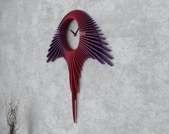 Parametric Wavy Wooden Wall Decor 65 / Clock Design / Digital