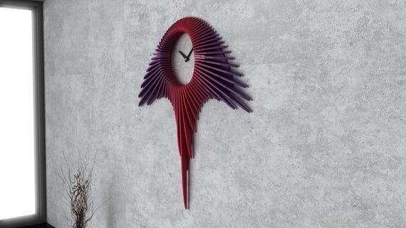 Parametric Wavy Wooden Wall Decor 65 / Clock Design / Digital