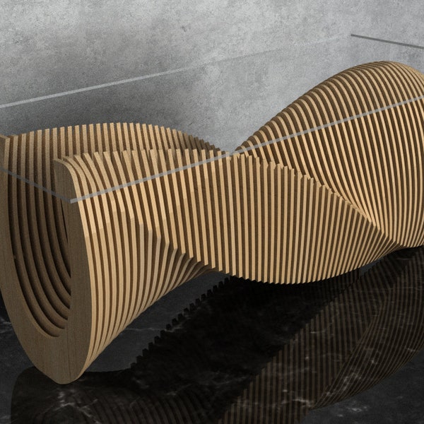 Parametric Wavy Wooden Furniture 46 - Dinner Table - / CNC files for cutting