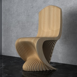 Parametric Wavy Wooden Furniture 45 - Chair Design / Digital files for wood cutting machines