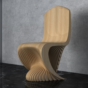 Parametric Wavy Wooden Furniture 45 - Chair Design / CNC files for cutting