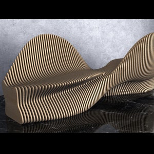 Parametric Wavy Wooden Furniture 32 - Bench Design