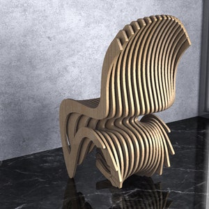 Parametric Wavy Wooden Furniture 36 Chair Design / CNC files for cutting zdjęcie 6